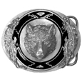 Wolf (Diamond Cut) Enameled Belt Buckle